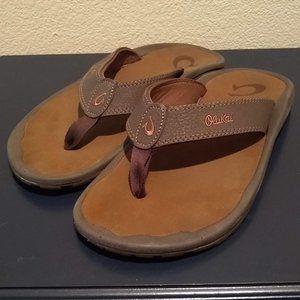 OluKai Men's 'Ohana Flip-Flops Brown Size 8